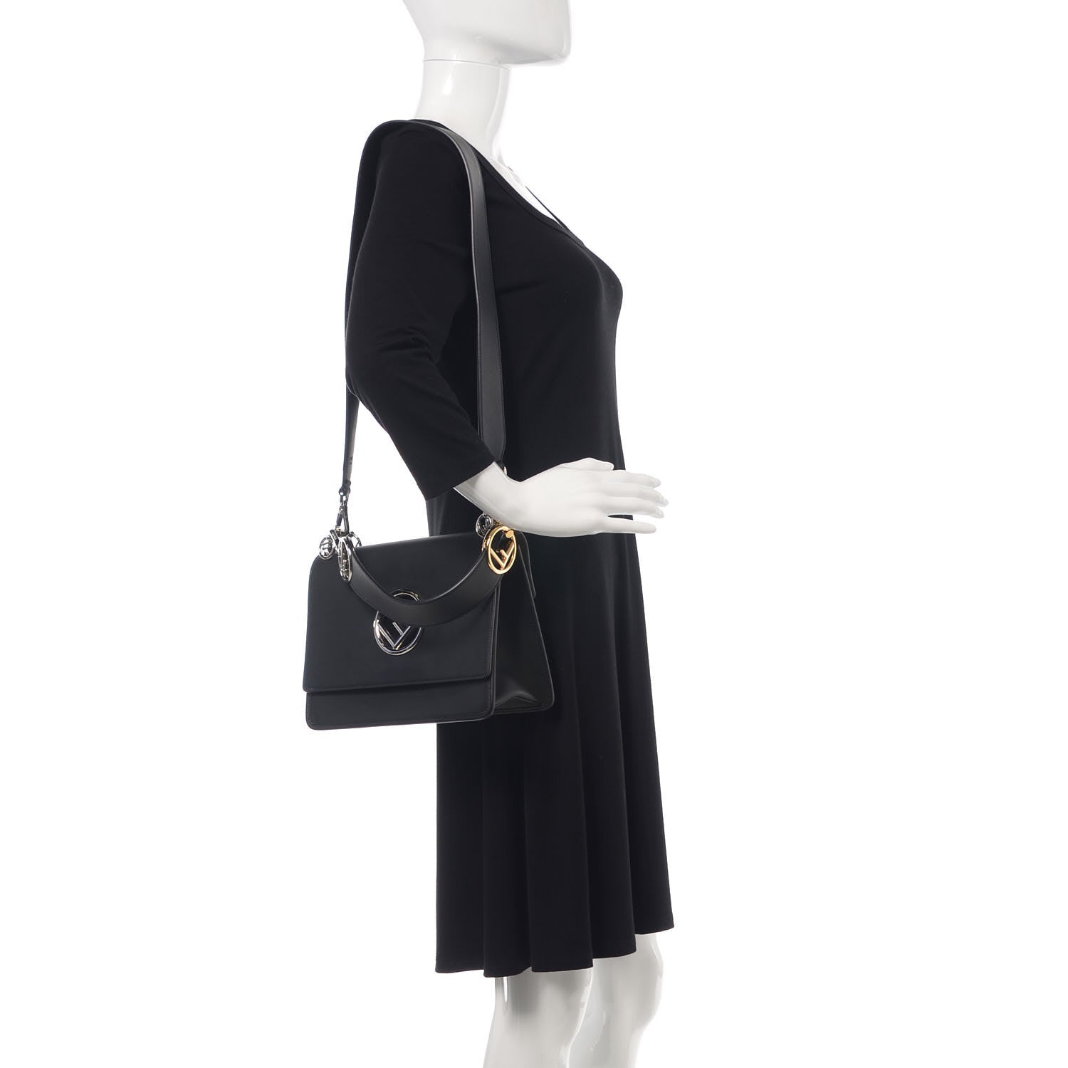 Fendi Vitello Century Opaco F is Fendi Kan I Shoulder Bag Black 3 of 11