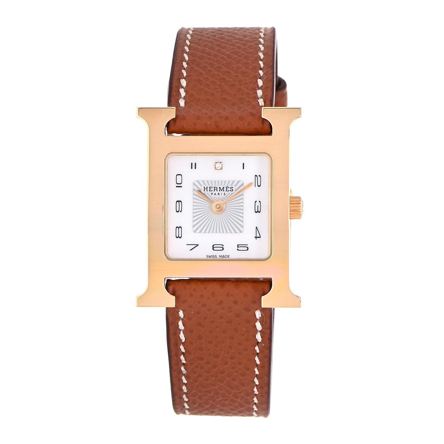 Stainless Steel Epsom Diamond 21mm Heure H Hour Quartz Watch Gold