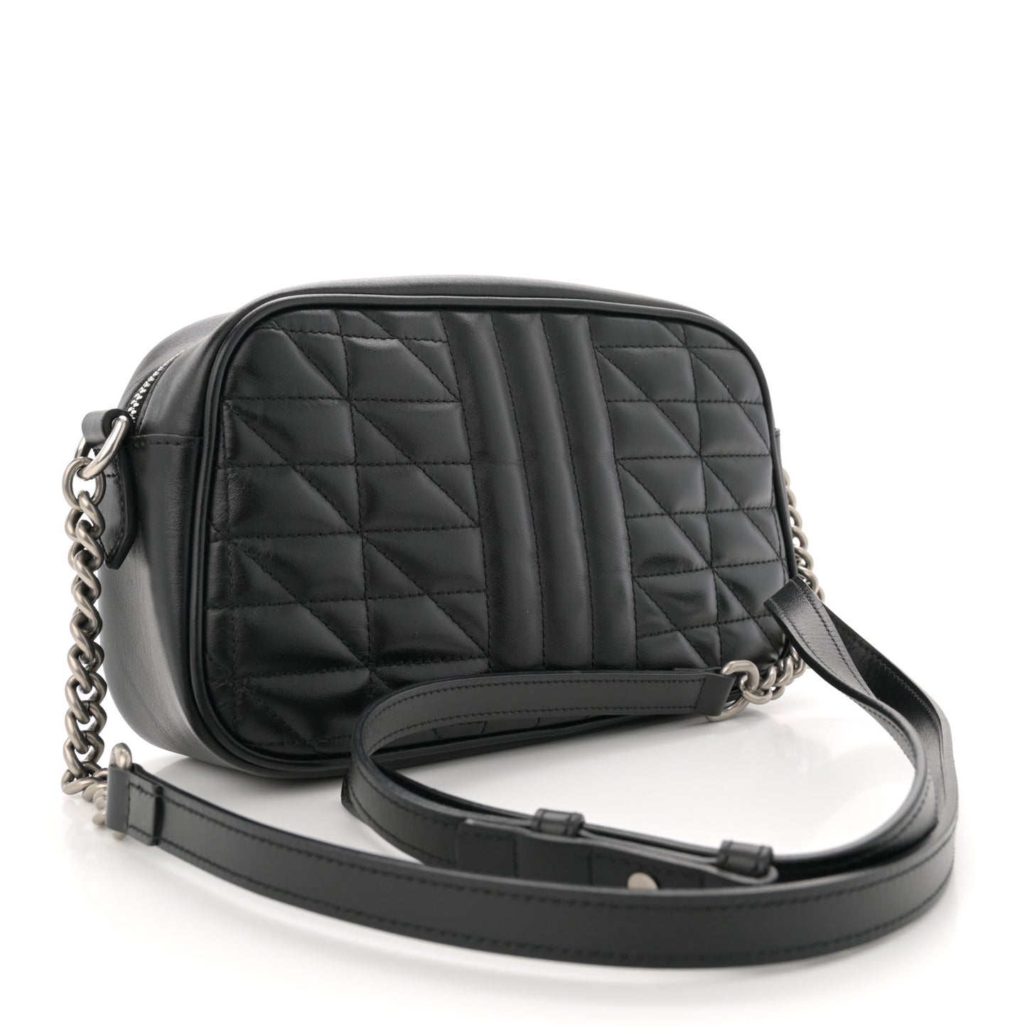 Calfskin Matelasse Aria Small GG Marmont Chain Shoulder Bag Black