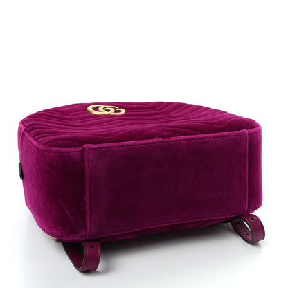 Gucci Velvet Matelasse GG Marmont Dome Backpack Fuchsia Violet Cyclamen 3 of 8
