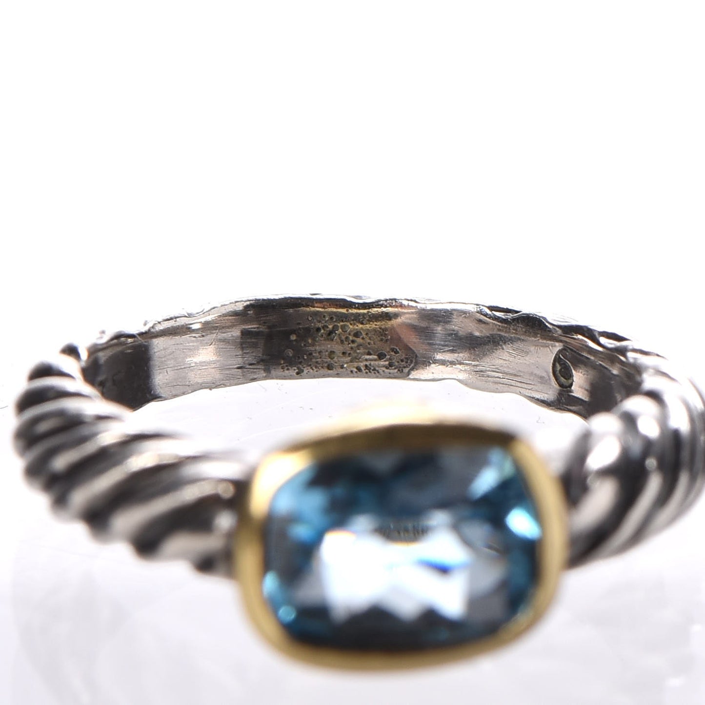 Sterling Silver 18K Yellow Gold Blue Topaz 8mm Noblesse Ring 49 5