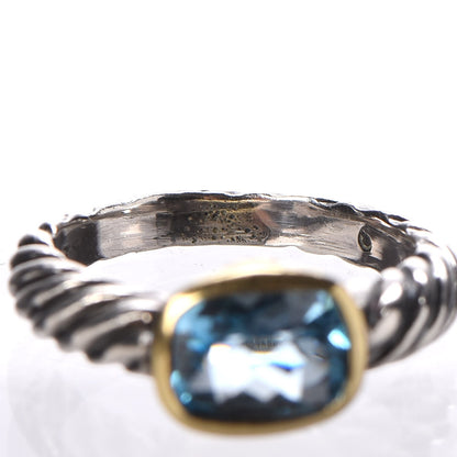 David Yurman Sterling Silver 18K Yellow Gold Blue Topaz 8mm Noblesse Ring 49 5 7 of 7