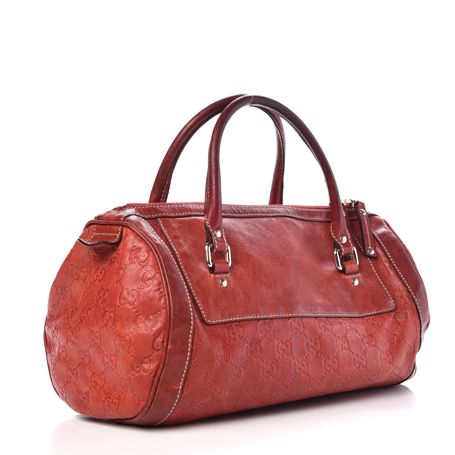 Gucci Guccissima Trophy Satchel Red 3 of 11
