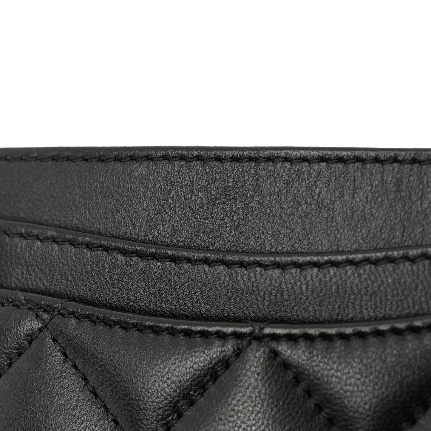 Lambskin Quilted Card Holder Black