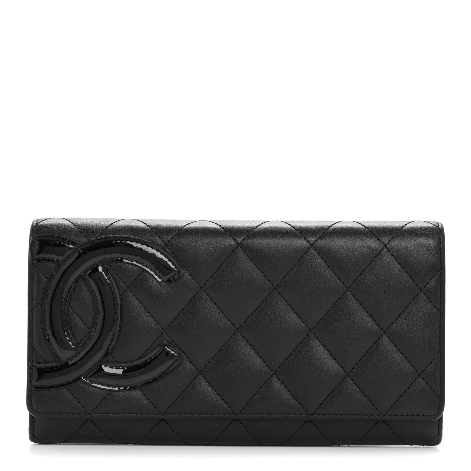 Chanel Calfskin Quilted Cambon Long Double Wallet Black 1 of 12