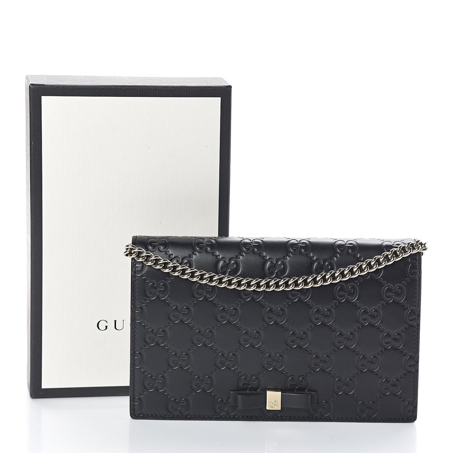Guccissima Signature Bowy Chain Wallet Black