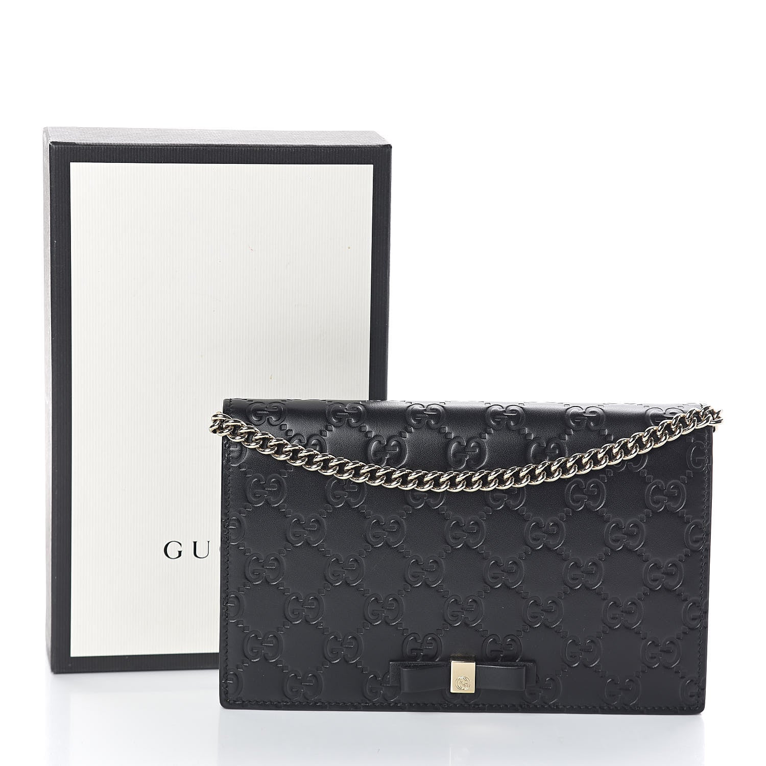 Gucci Guccissima Signature Bowy Chain Wallet Black 9 of 9