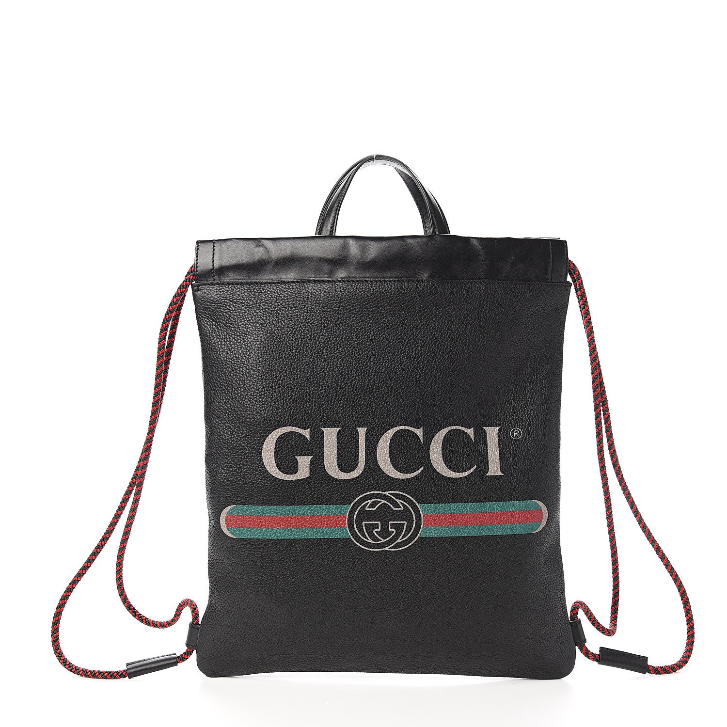Gucci Calfskin Logo Drawstring Backpack Black 2 of 9
