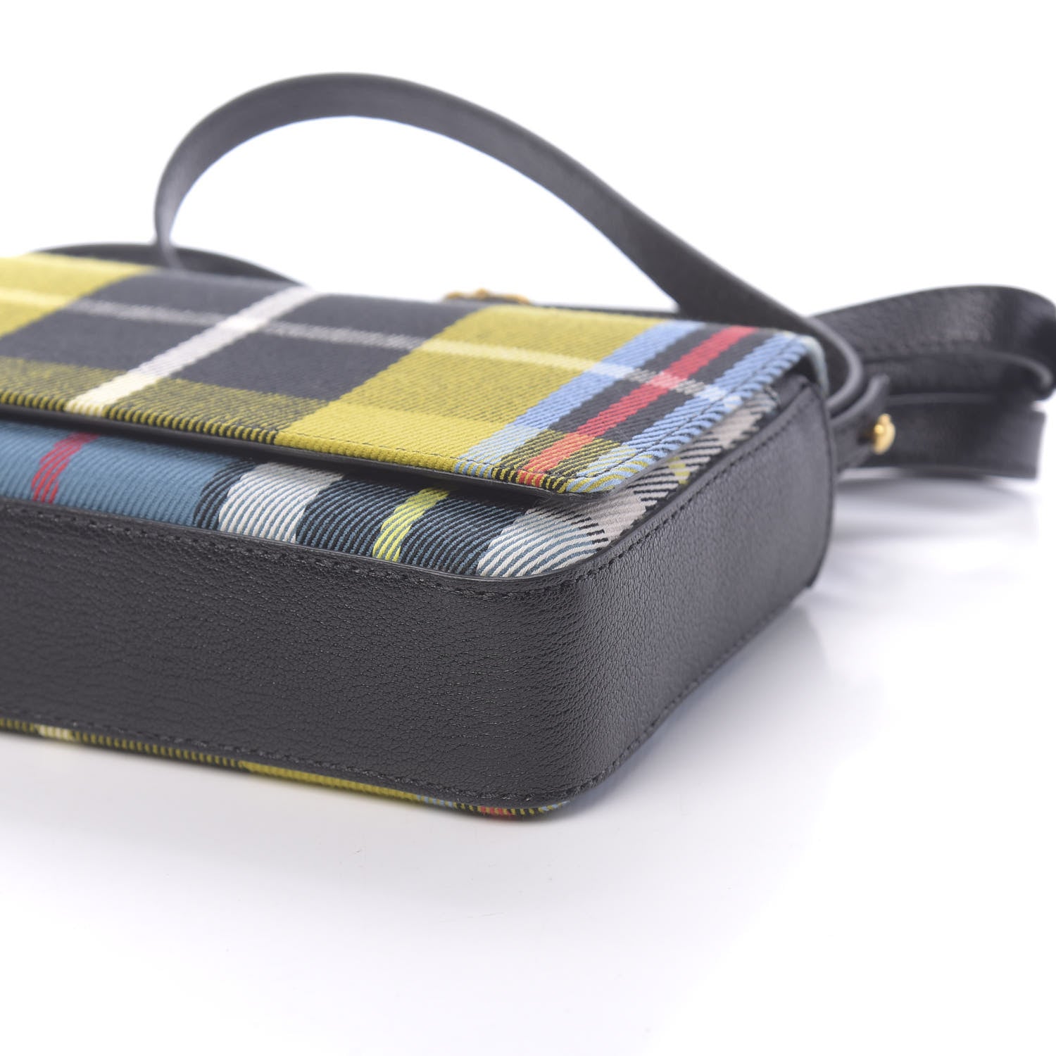Burberry Canvas Tartan Mix Hampshire Wallet on Chain Yellow Multicolor 8 of 9