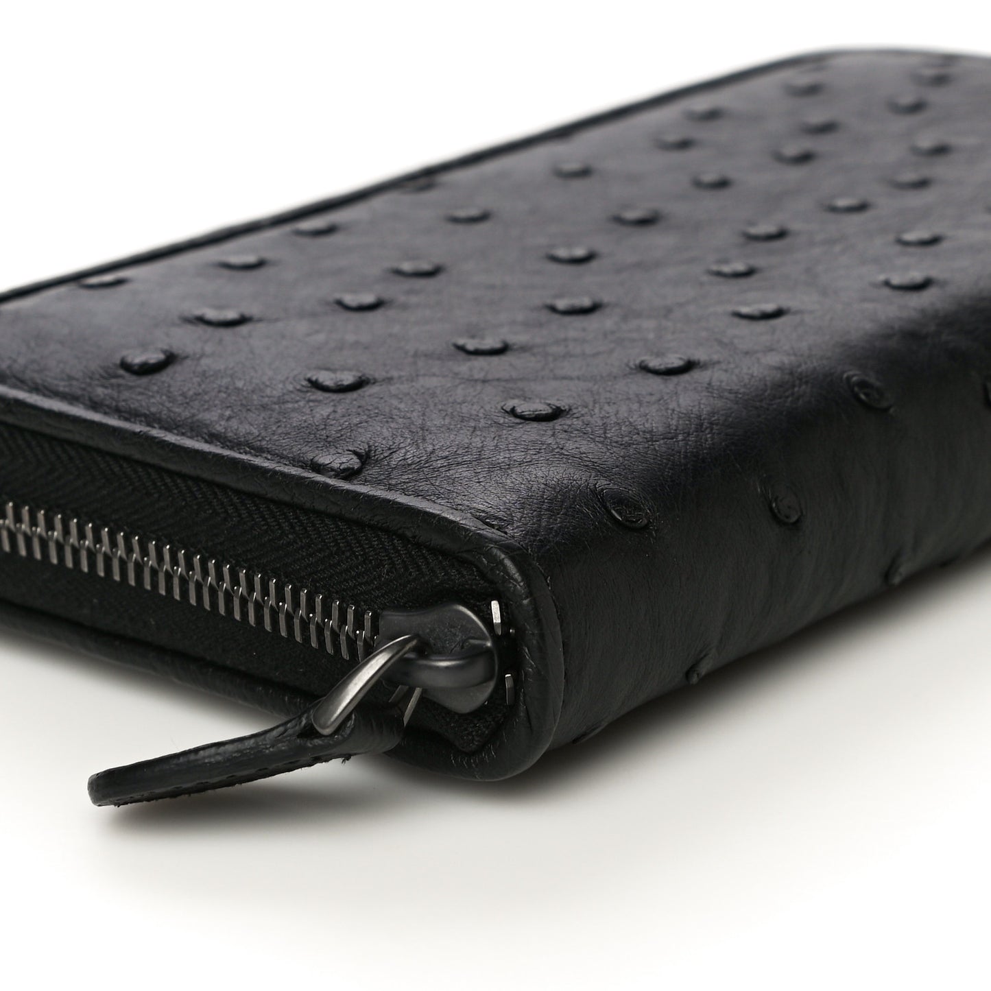 Ostrich Zip Around Wallet Black