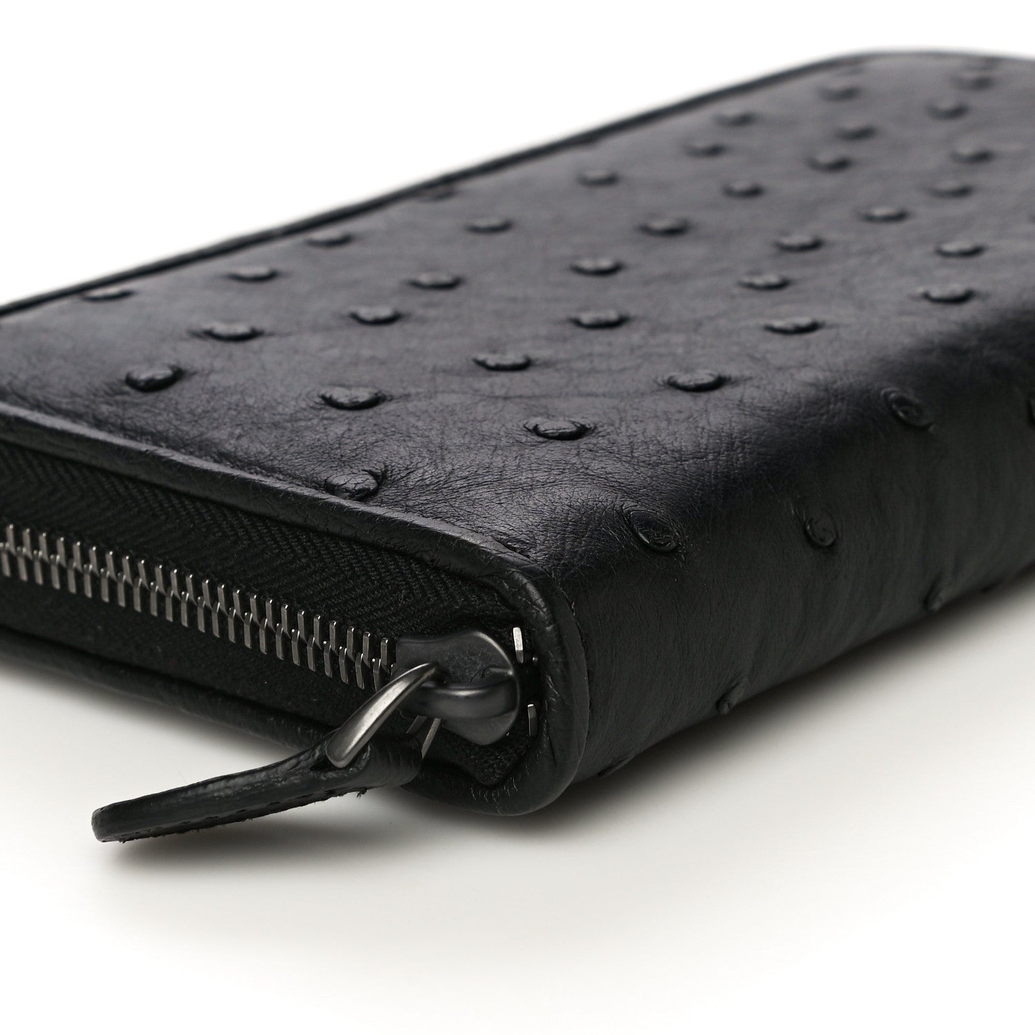 Bottega Veneta Ostrich Zip Around Wallet Black 10 of 11