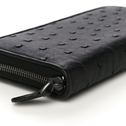 Bottega Veneta Ostrich Zip Around Wallet Black 10 of 11