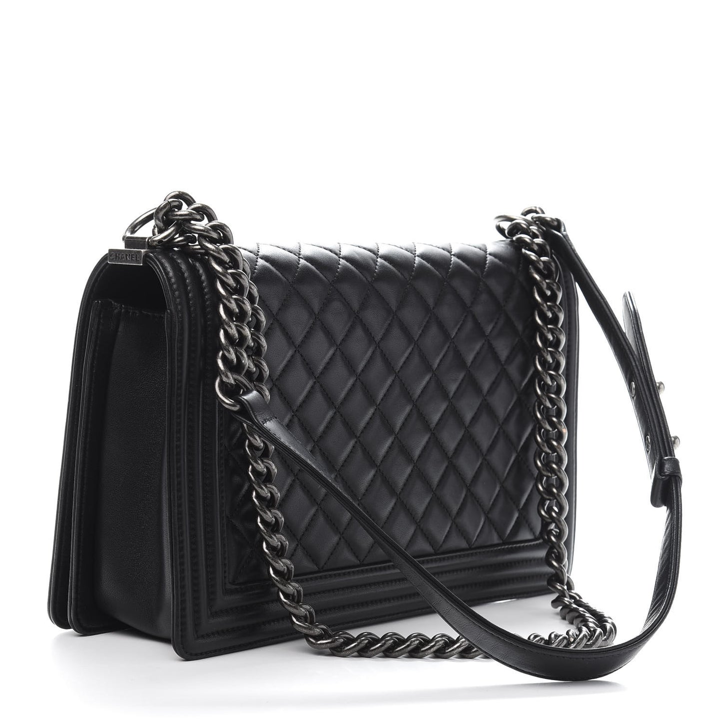 Lambskin Quilted New Medium Boy Flap Black