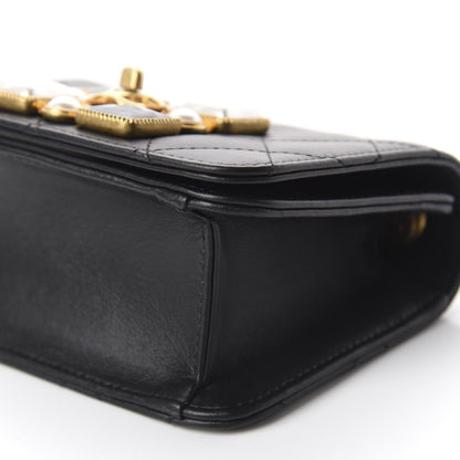 Chanel Calfskin Quilted Crystal Pearl Mini Flap Bag Black 6 of 9