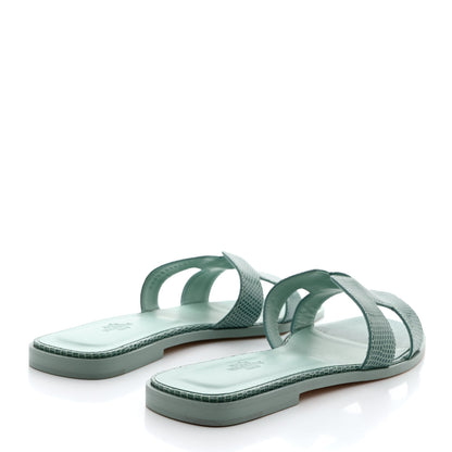 Hermes Lizard Oran Sandals 41 Turquoise 4 of 9