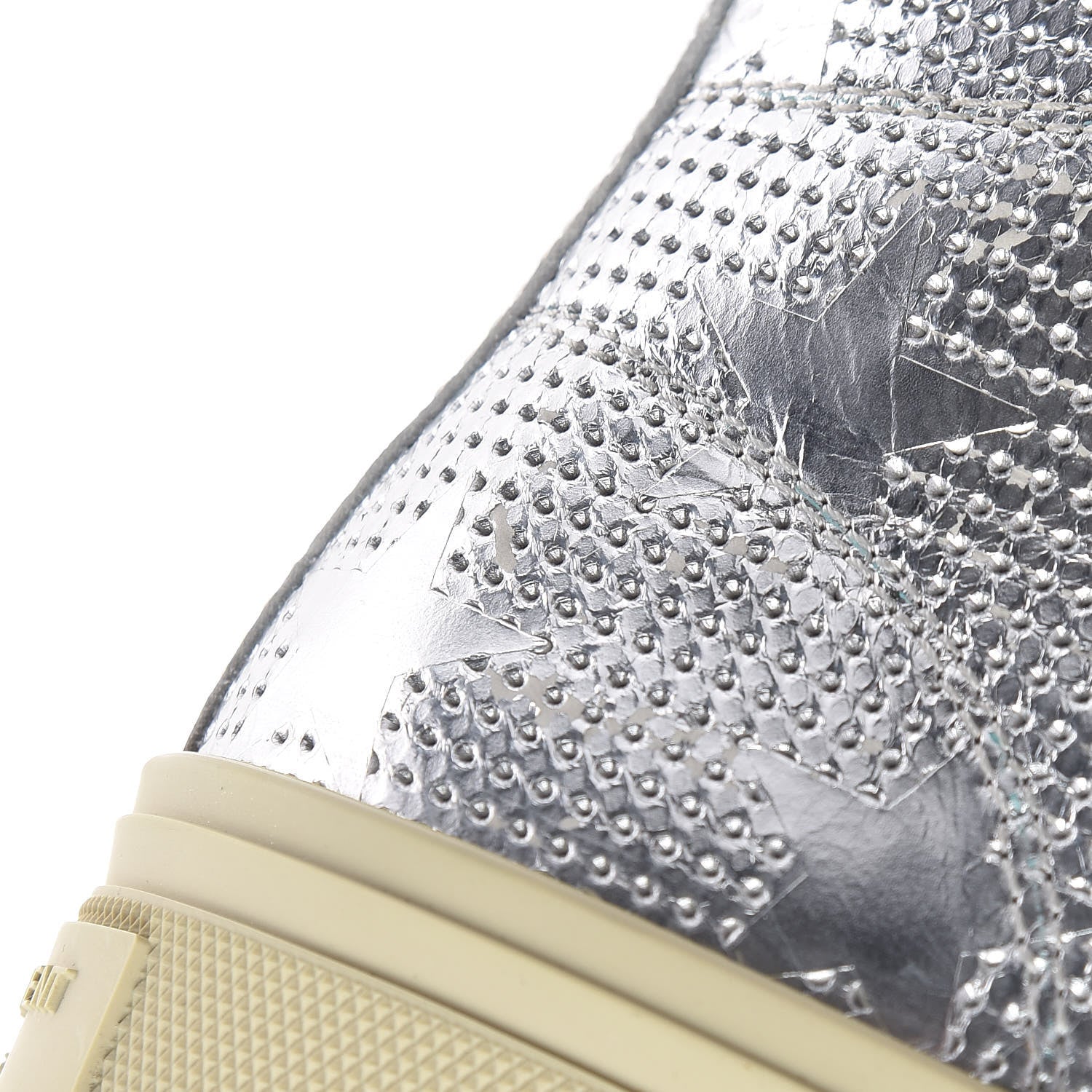Saint Laurent Metallic Calfskin Lambskin Mens Star Rivington High Top Sneakers 39 Argento 11 of 11
