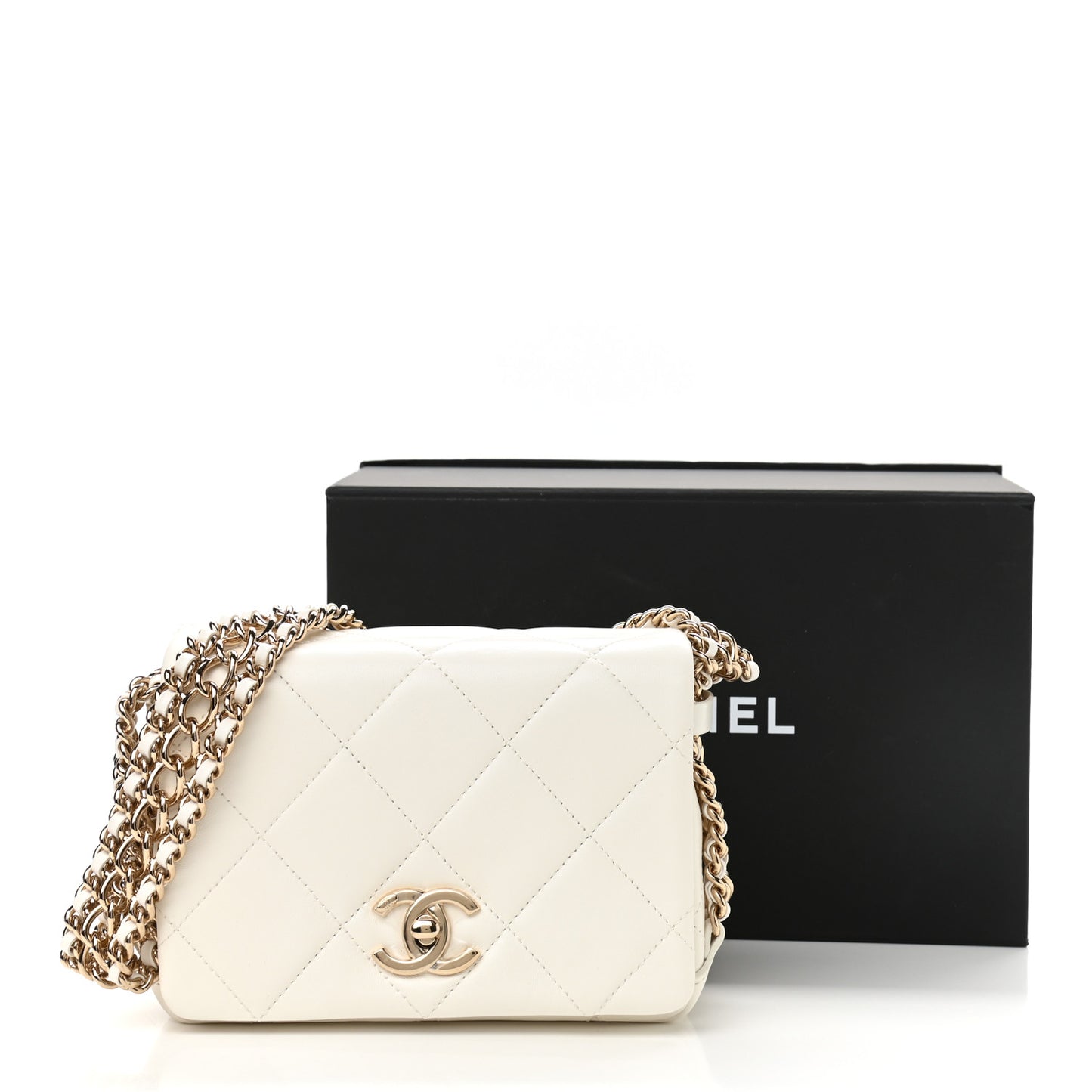 Lambskin Quilted Mini Flap Bag White