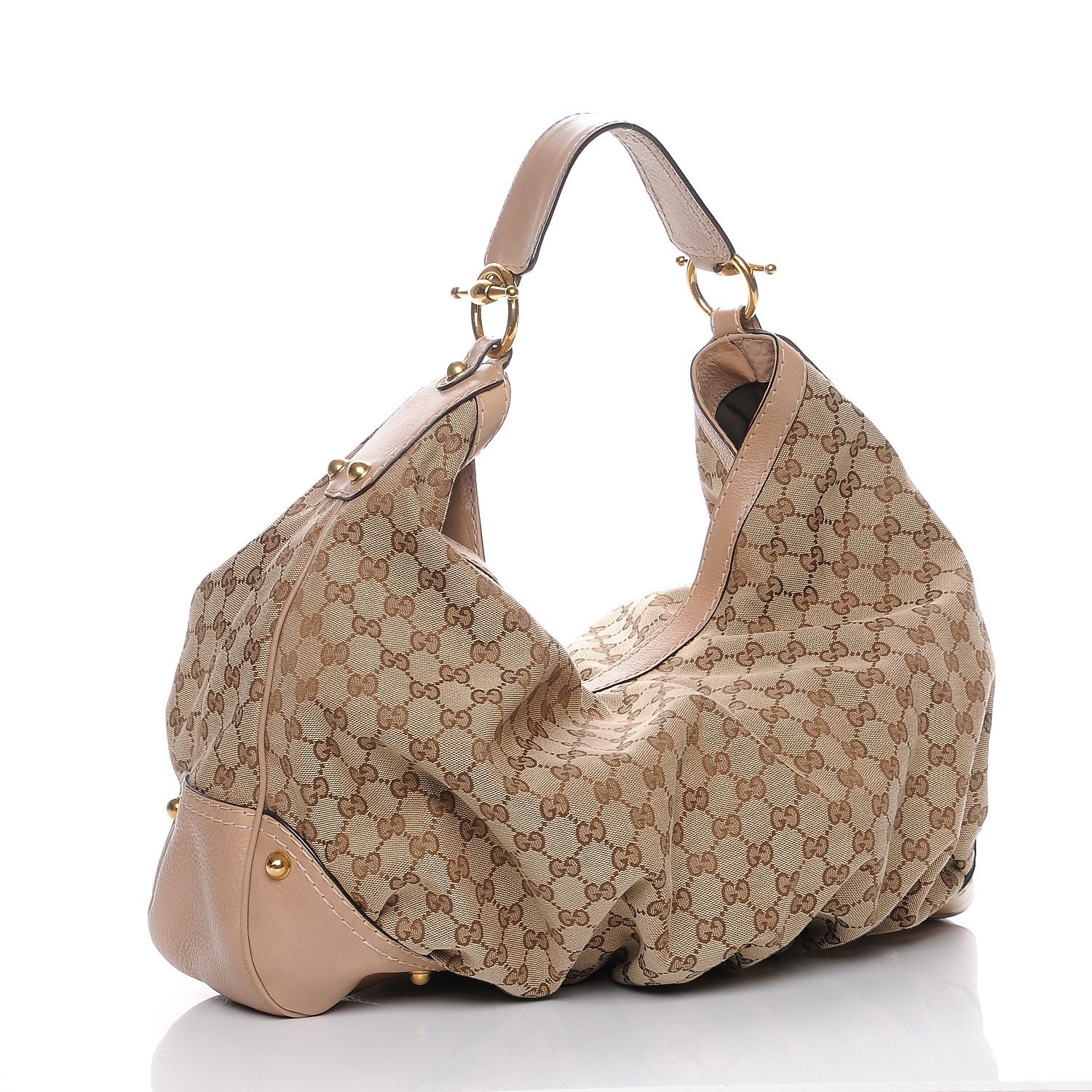Gucci Monogram Large Jockey Hobo Beige 3 of 7