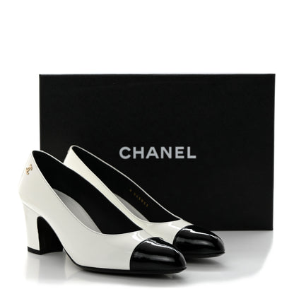Chanel Patent Calfskin Pumps 36.5 White Black 9 of 9