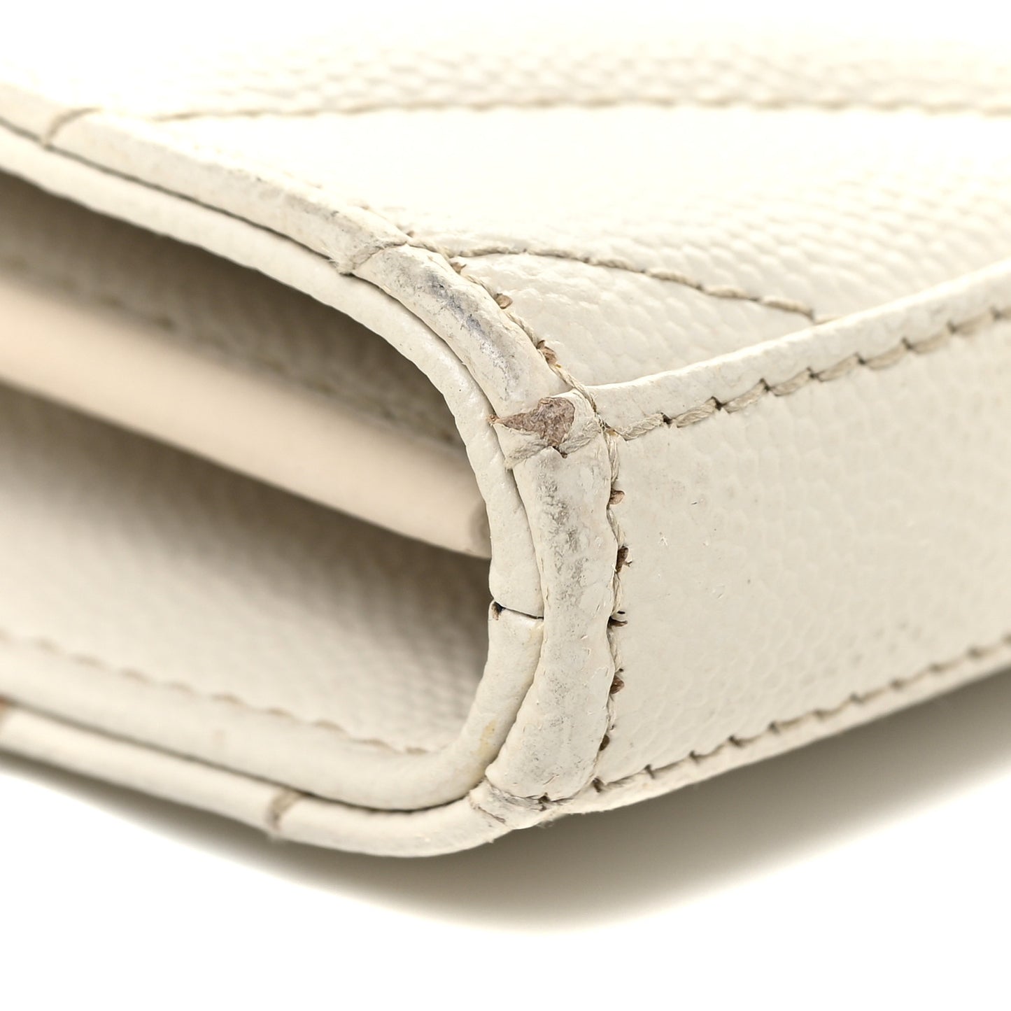 Grain De Poudre Matelasse Chevron Monogram Chain Wallet Icy White