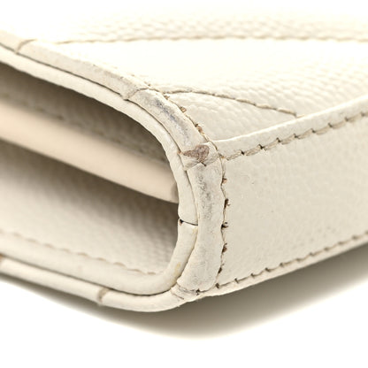 Saint Laurent Grain De Poudre Matelasse Chevron Monogram Chain Wallet Icy White 9 of 19