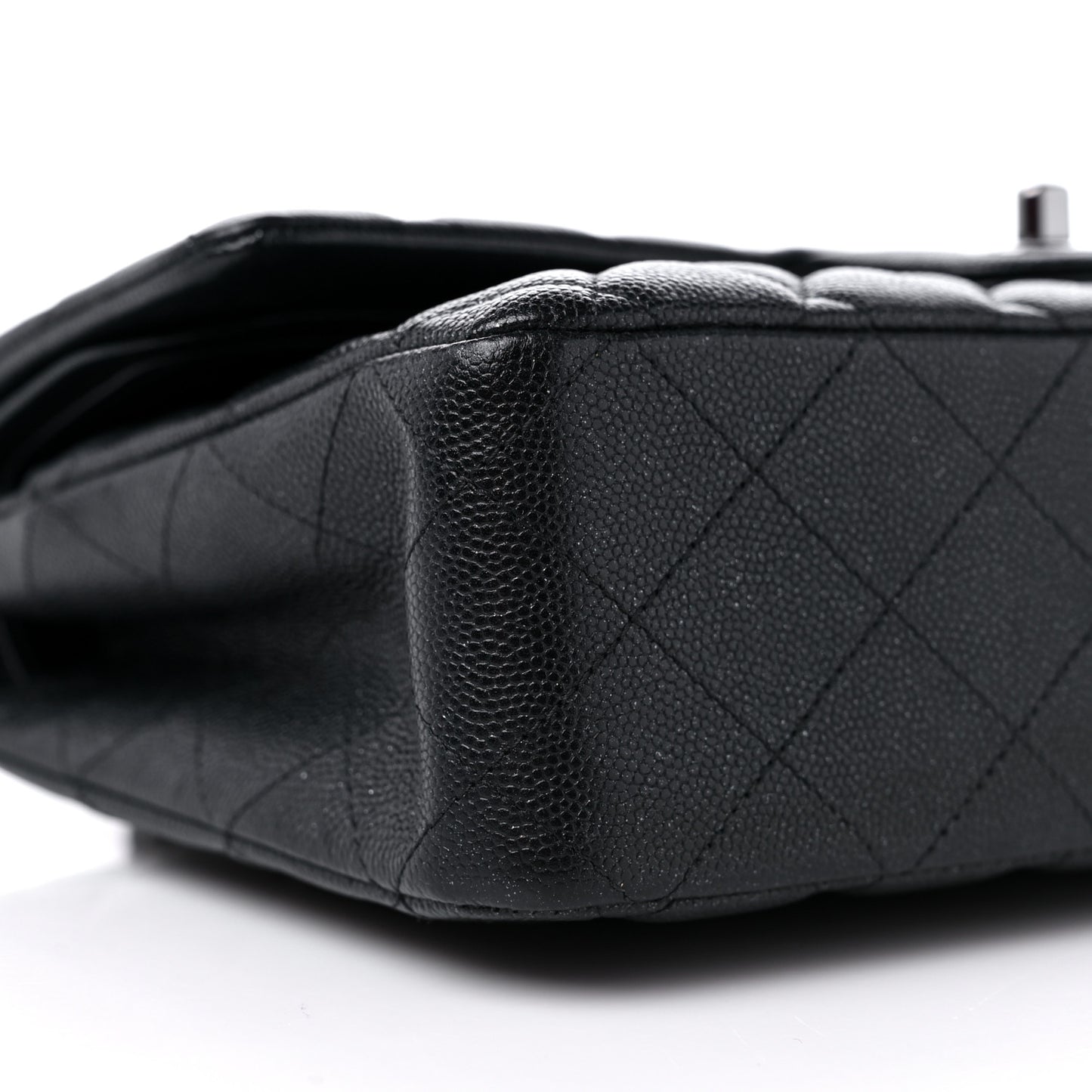 Iridescent Caviar Quilted Medium Double Flap Black