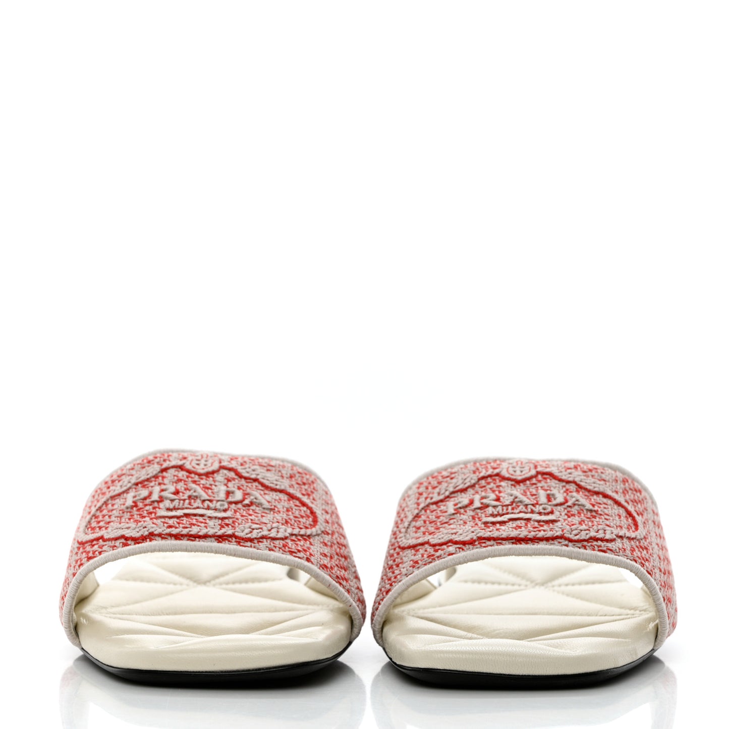 Jacquard Logo Embroidered 10mm Slide Sandals 40 Rosso Talco