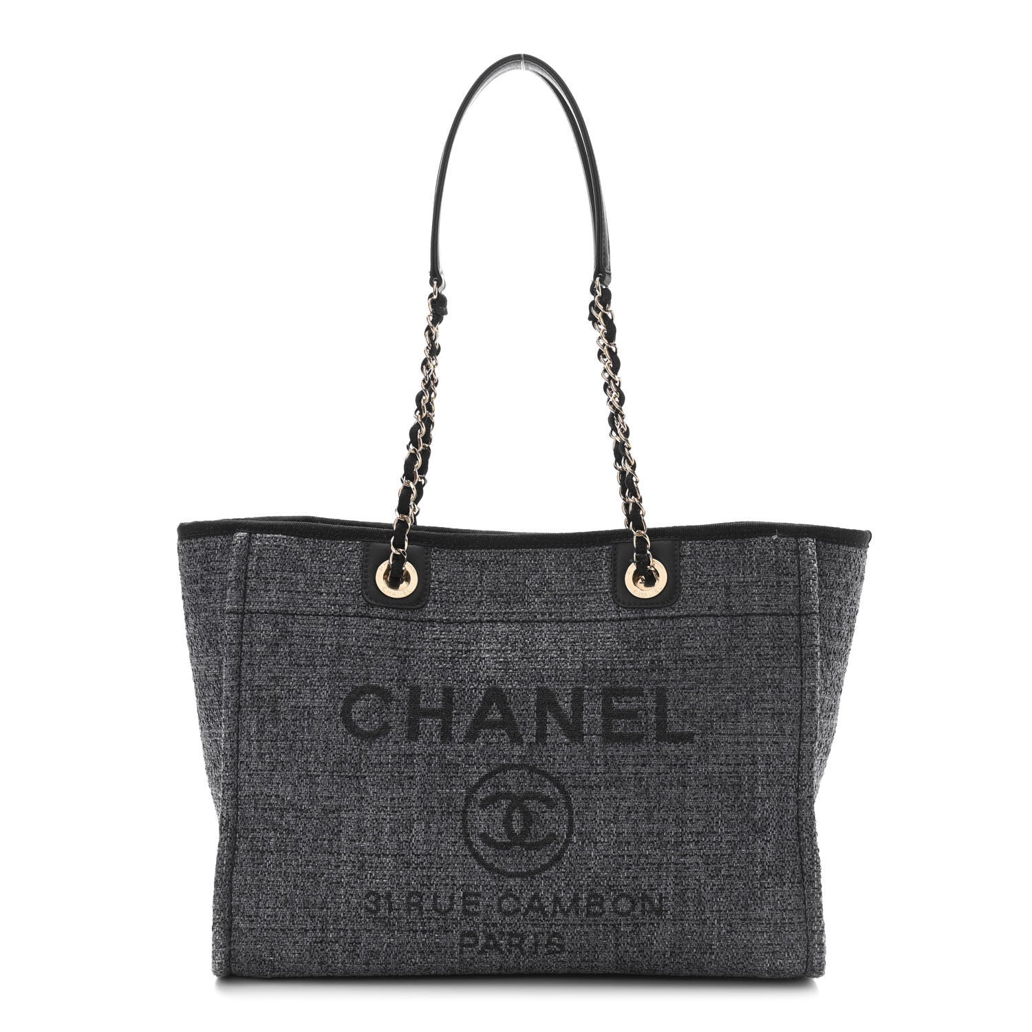 Chanel Lurex Boucle Small Deauville Tote Black 1 of 12