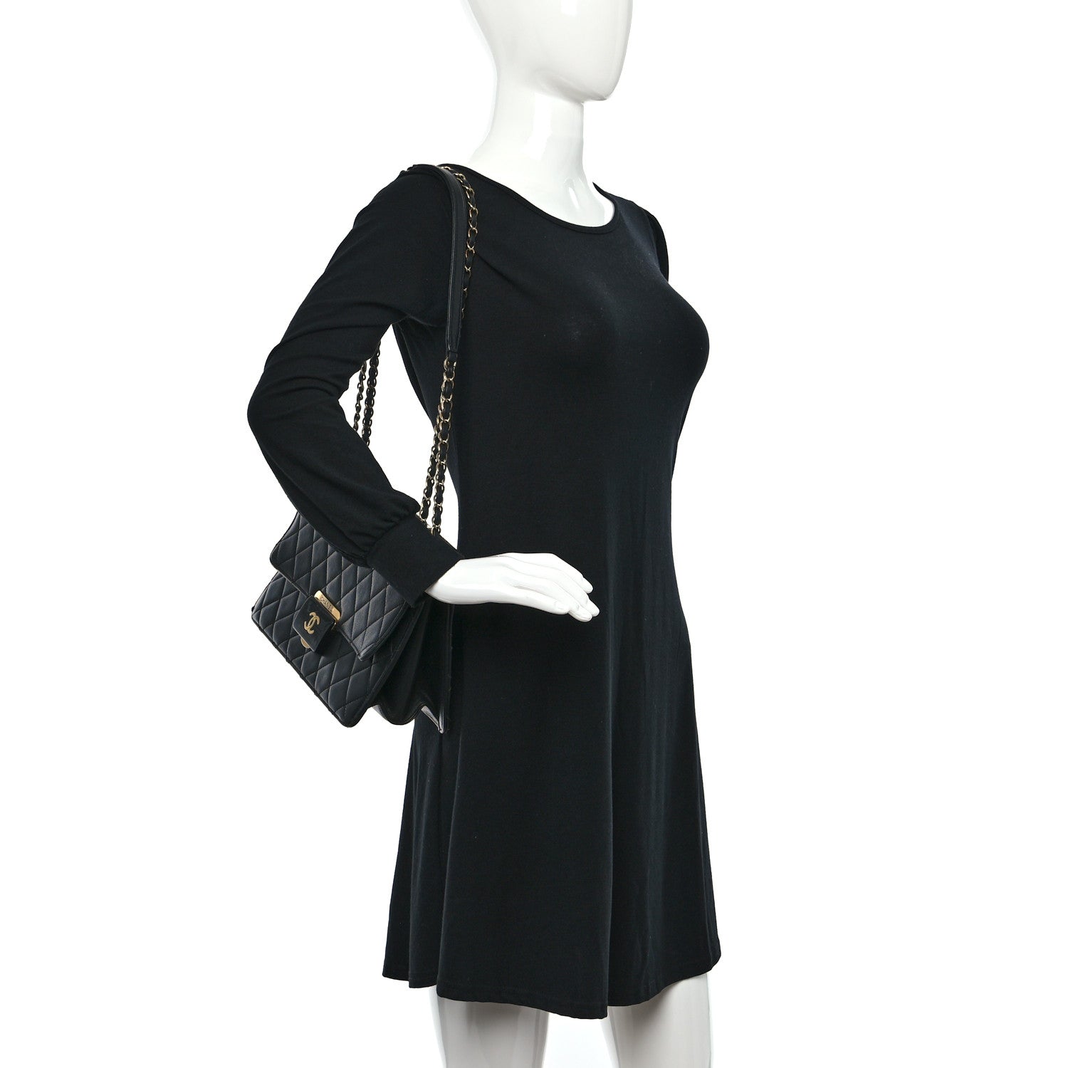 Chanel Sheepskin Quilted Large Beauty Lock Flap Black 2 of 11