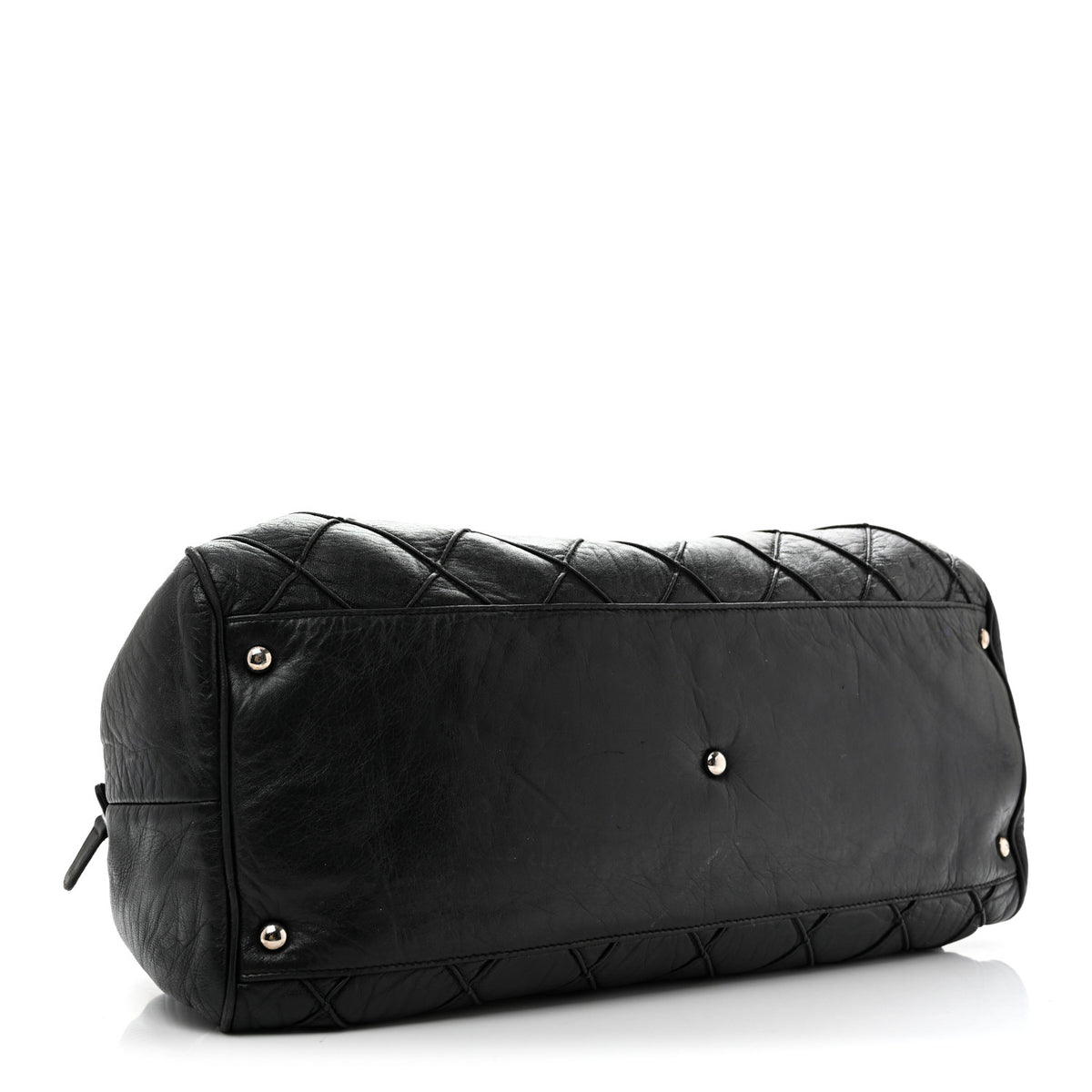 Lambskin Quilted Large Bowler Black