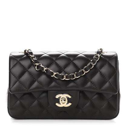 Chanel Lambskin Quilted Mini Rectangular Flap Dark Brown 1 of 10
