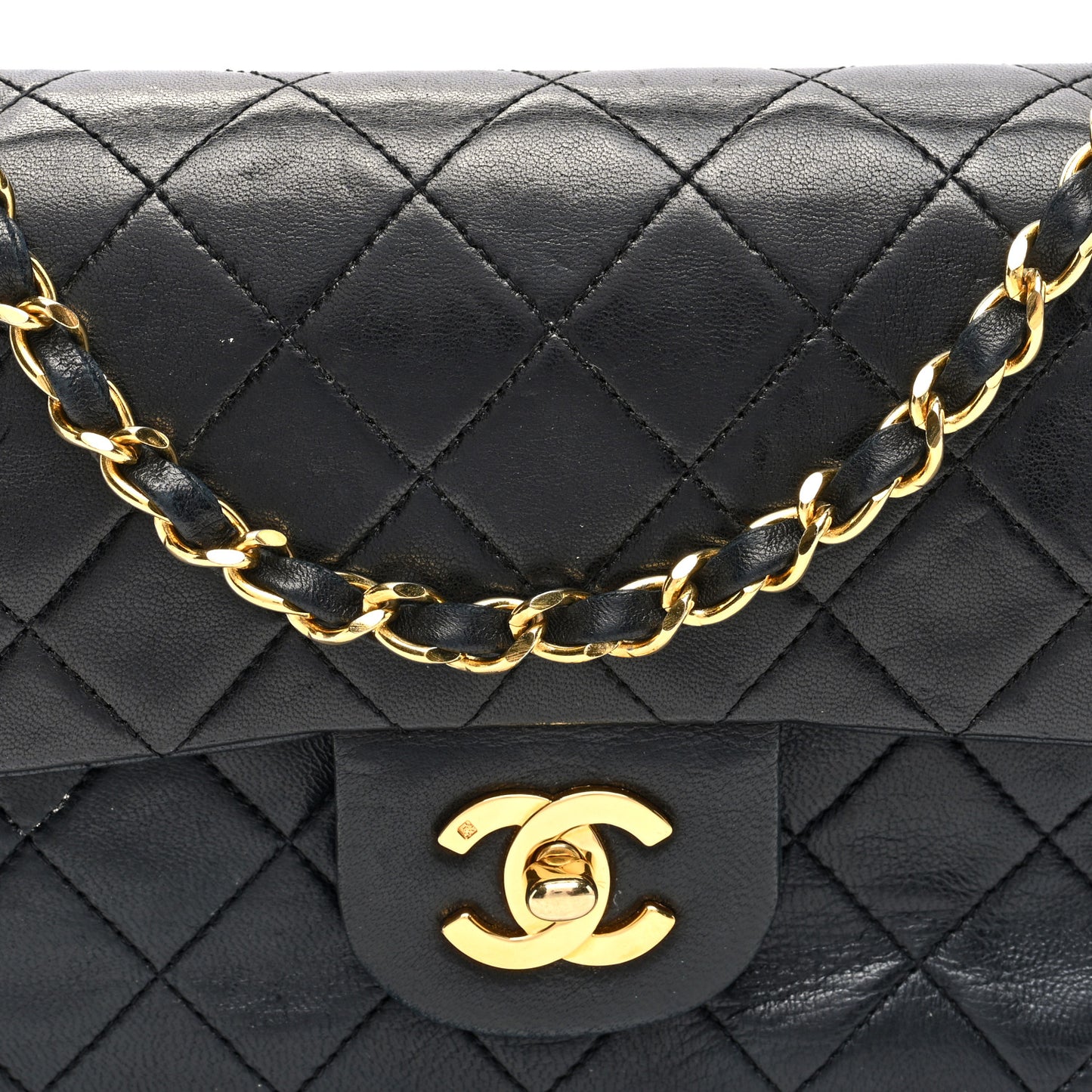 Lambskin Quilted Small Double Flap Black