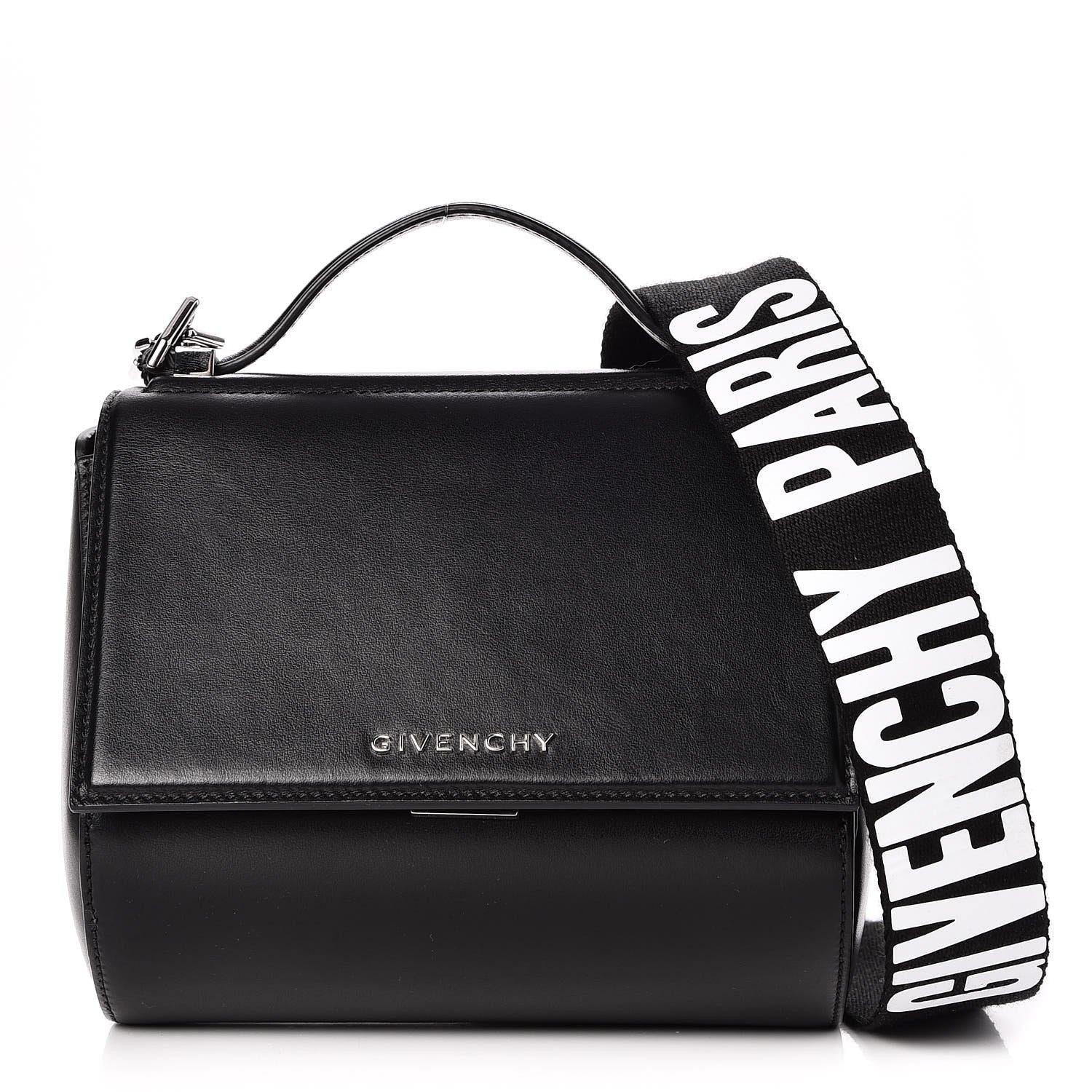 Givenchy Calfskin Mini Pandora Box Logo Strap Crossbody Bag Black 1 of 7