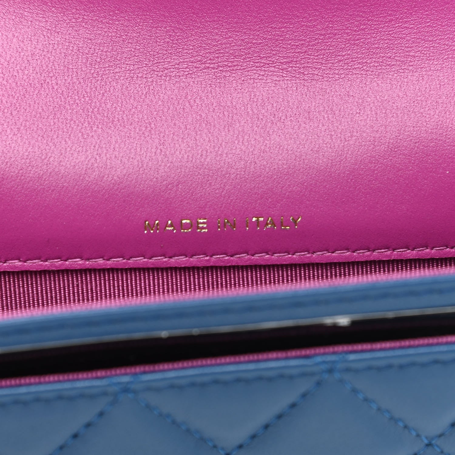 Chanel Lambskin Quilted Flap Card Holder Wallet Blue Pink 7 of 10