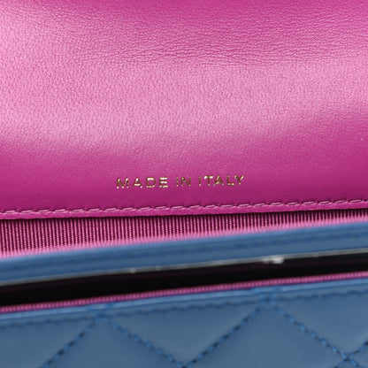 Chanel Lambskin Quilted Flap Card Holder Wallet Blue Pink 7 of 10