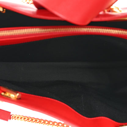 Saint Laurent Grain De Poudre Matelasse Chevron Monogram Shopping Bag Red 5 of 16