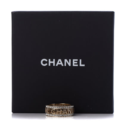 Chanel Crystal Logo Ring 7 Gold 5 of 5