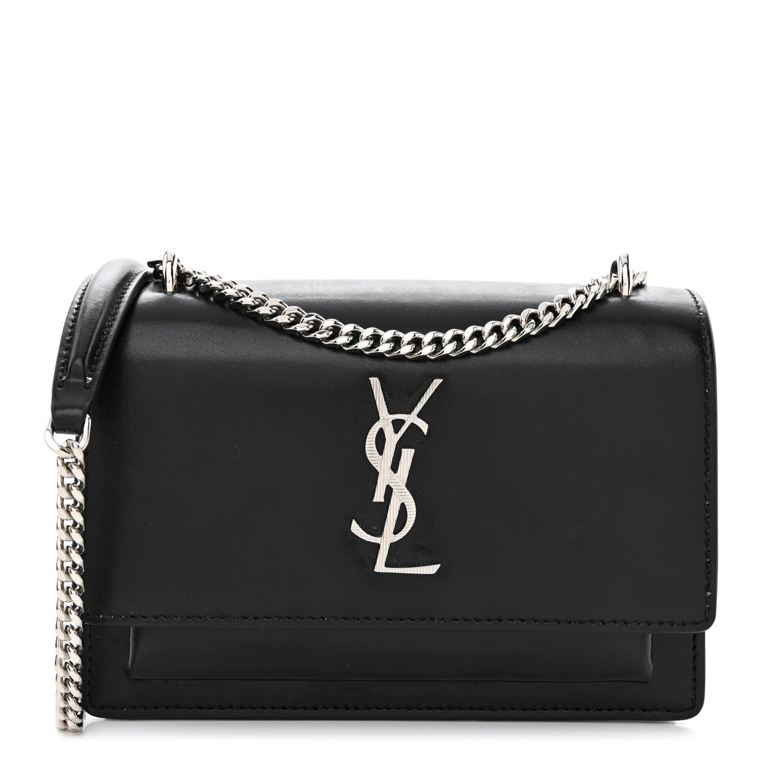 Saint Laurent Calfskin Monogram Sunset Chain Wallet Black 1 of 10