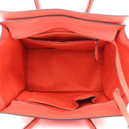 Celine Drummed Calfskin Mini Luggage Coquelicot 5 of 11