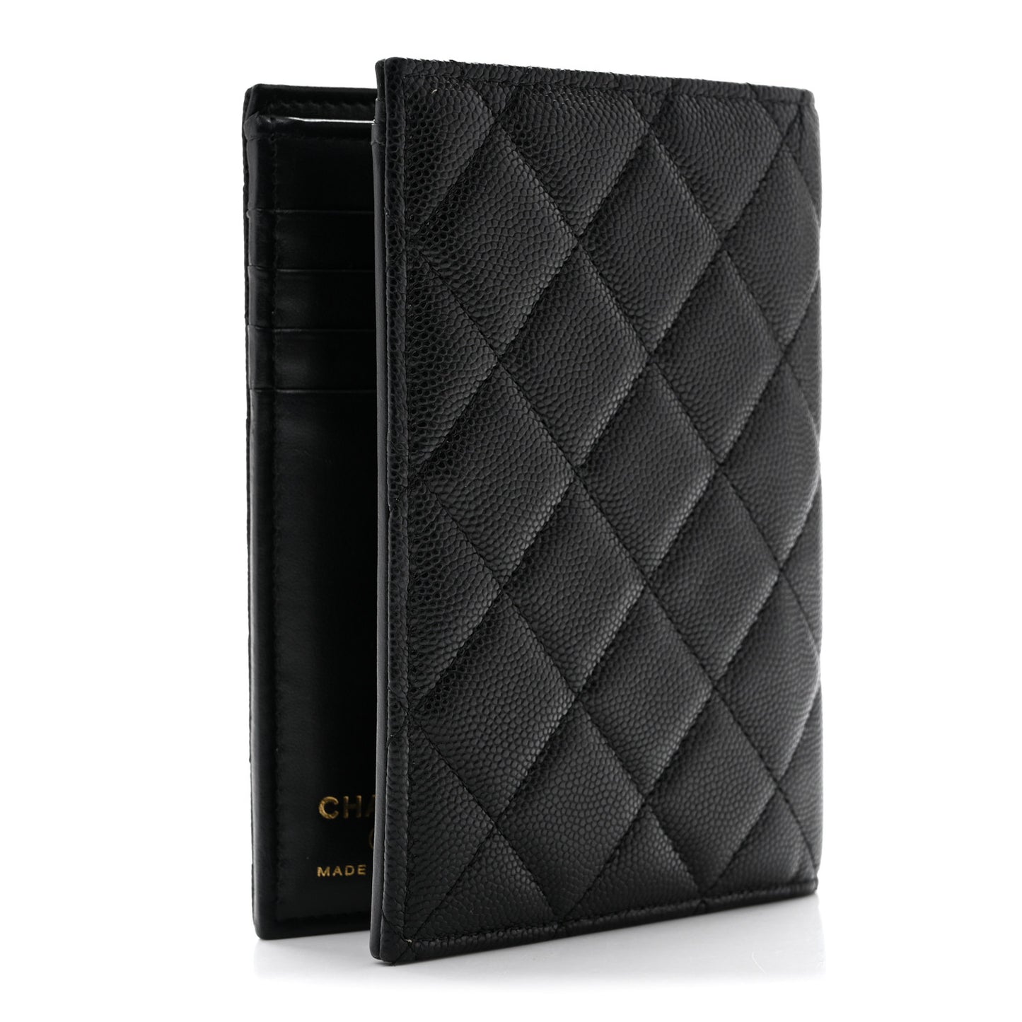 Caviar Quilted CC Passport Holder Black