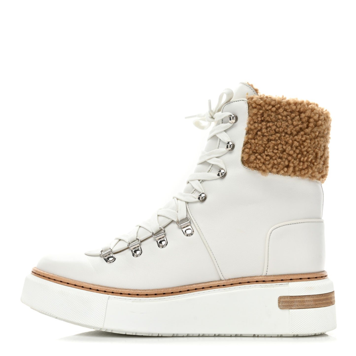 Calfskin Woolskin Womens Flocon Ankle Boots 40 White Naturel
