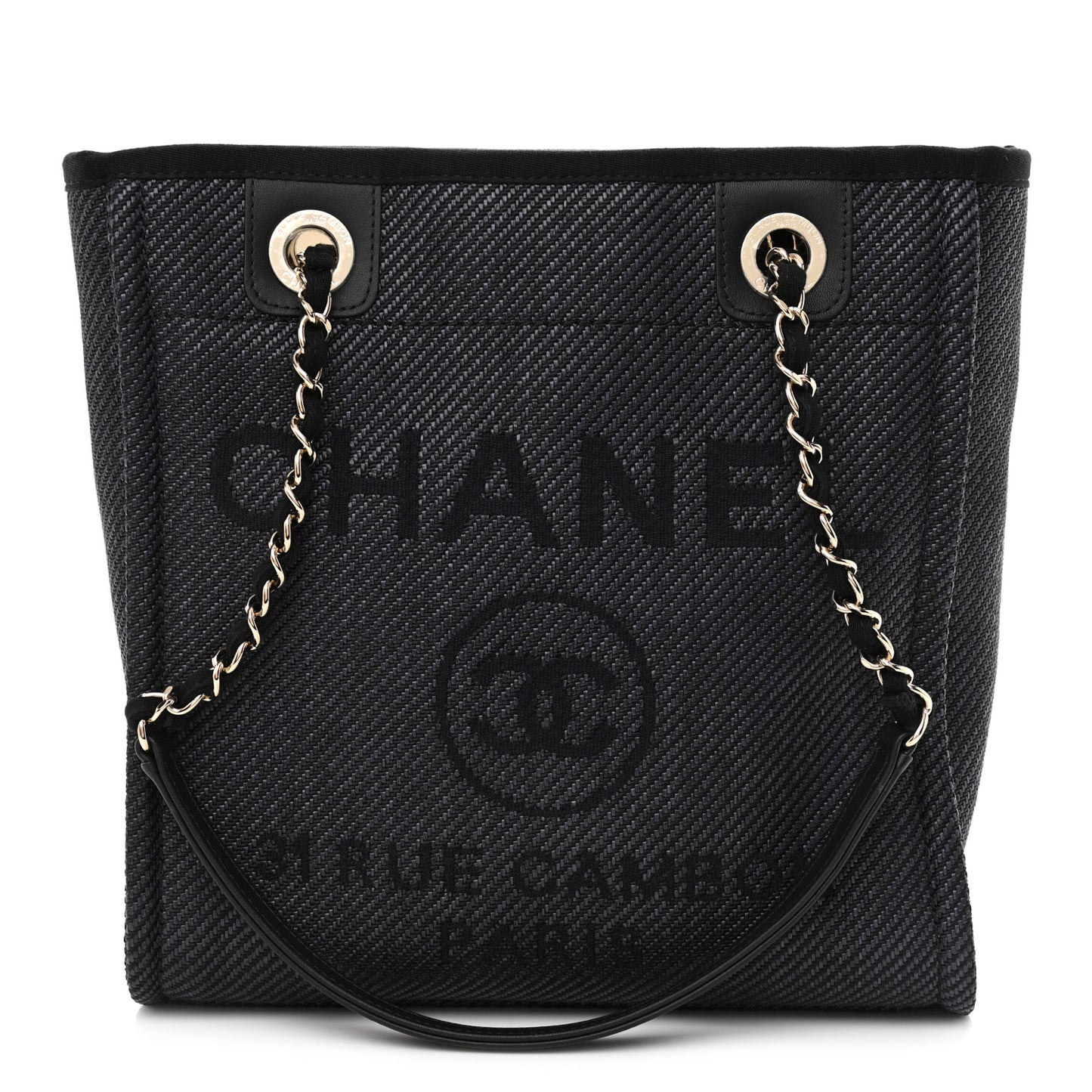 Lurex Straw Mini Deauville Tote Black