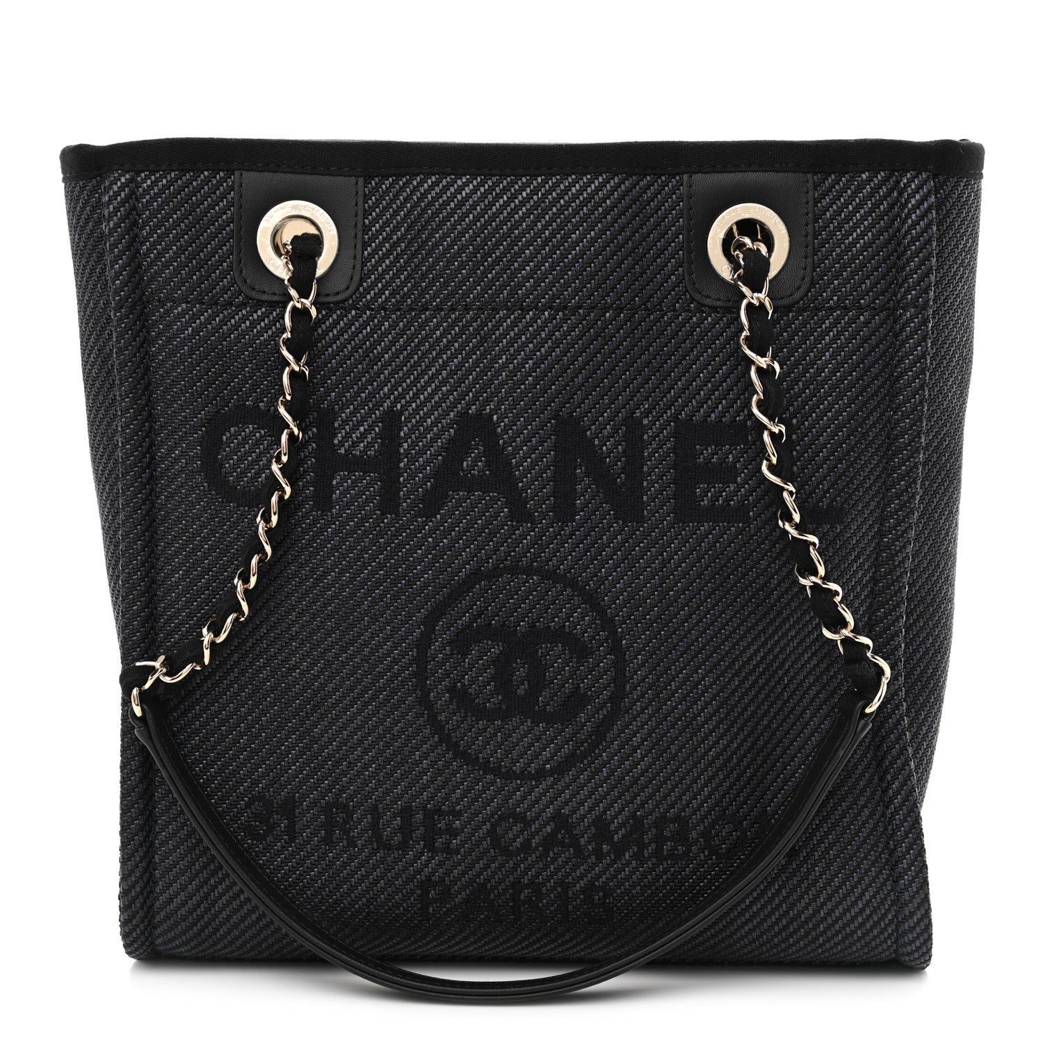 Chanel Lurex Straw Mini Deauville Tote Black 1 of 10