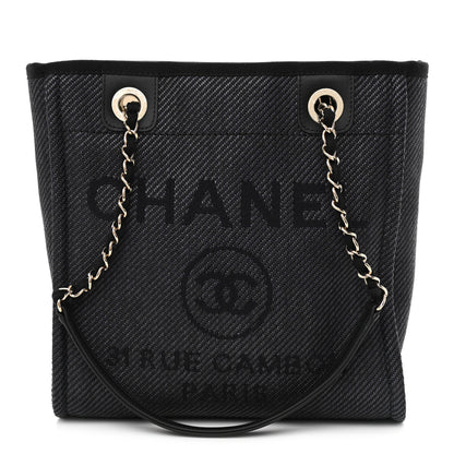 Chanel Lurex Straw Mini Deauville Tote Black 1 of 10