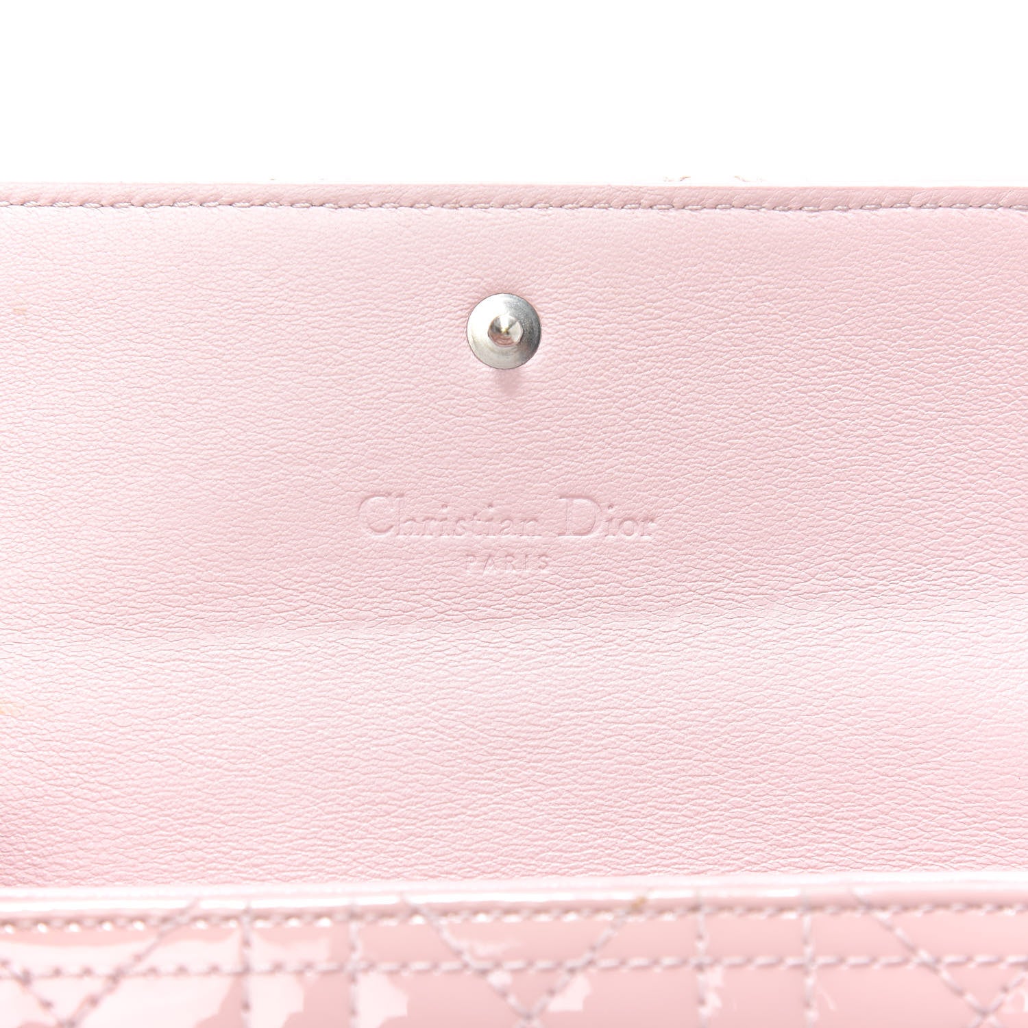 Christian Dior Patent Cannage Lady Dior Explorateur Wallet Pink