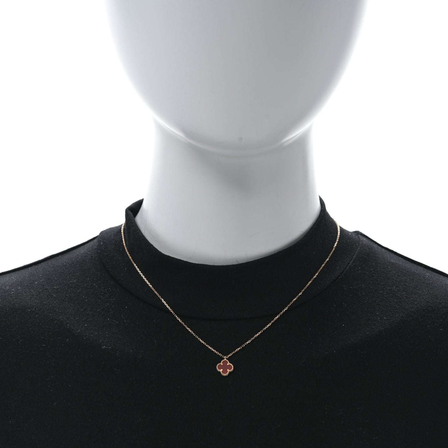 VAN CLEEF & ARPELS 18K Rose Gold Carnelian Sweet Alhambra Pendant Necklace