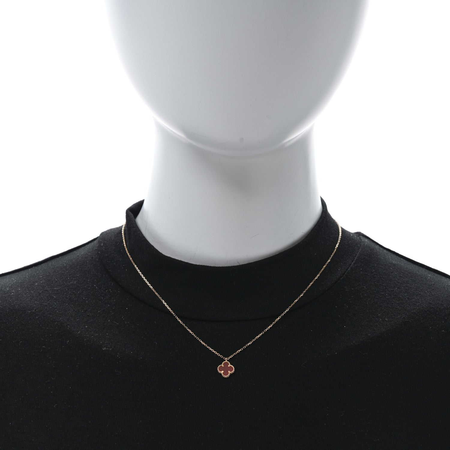 Van Cleef & Arpels VAN CLEEF & ARPELS 18K Rose Gold Carnelian Sweet Alhambra Pendant Necklace 2 of 5