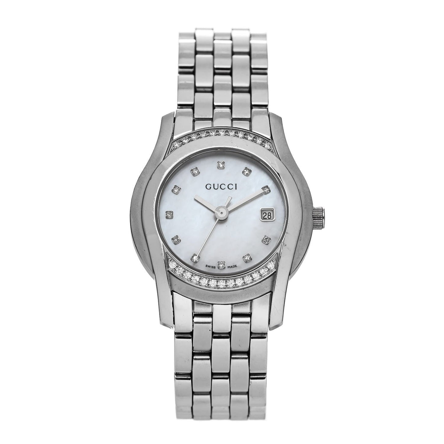 Stainless Steel Diamond Bezel Mother of Pearl 27mm 5500L Quartz Watch