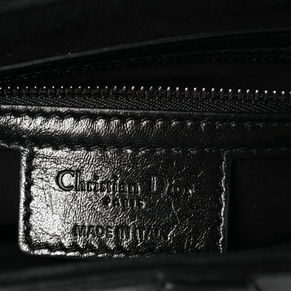 Christian Dior Shiny Crinkled Calfskin Studded Saddle Bag Black 6 of 12