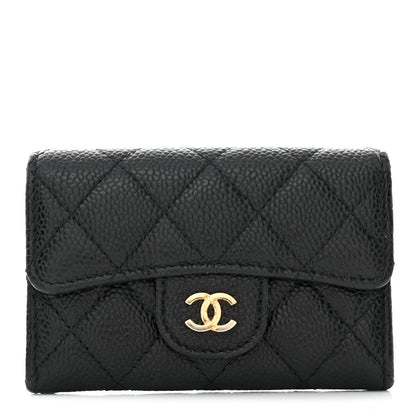 Chanel Caviar Quilted Flap Card Holder Wallet Black 1 of 9